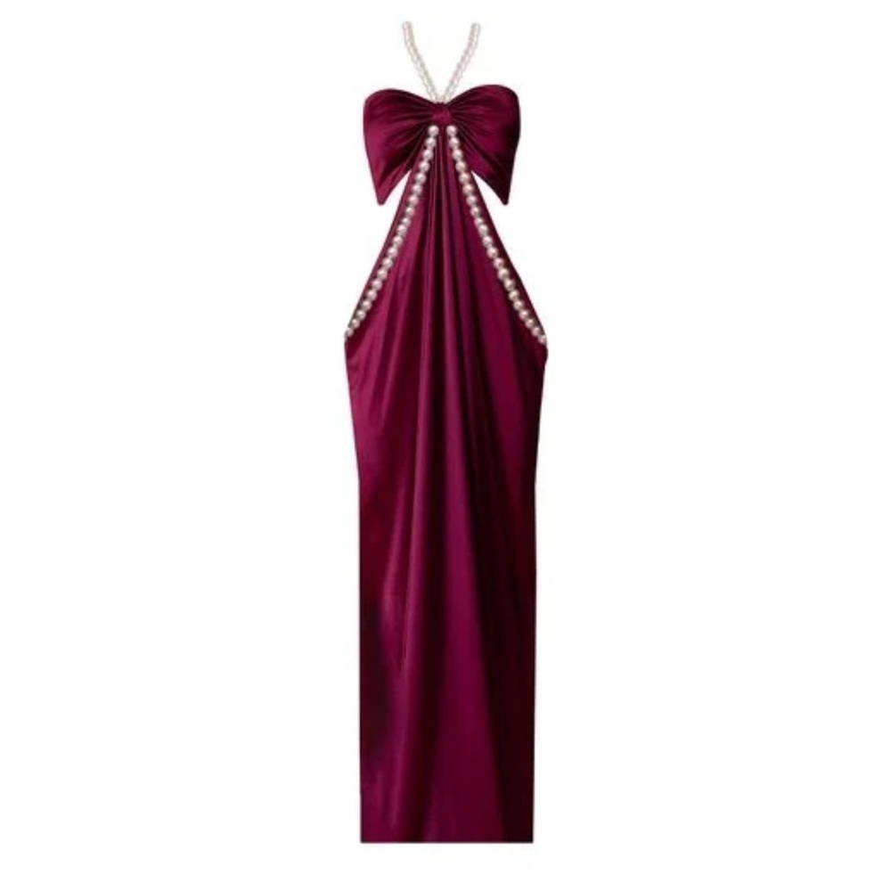 Nur Karaata
Women's Red Alice Pearl Burgundy Dress NWT